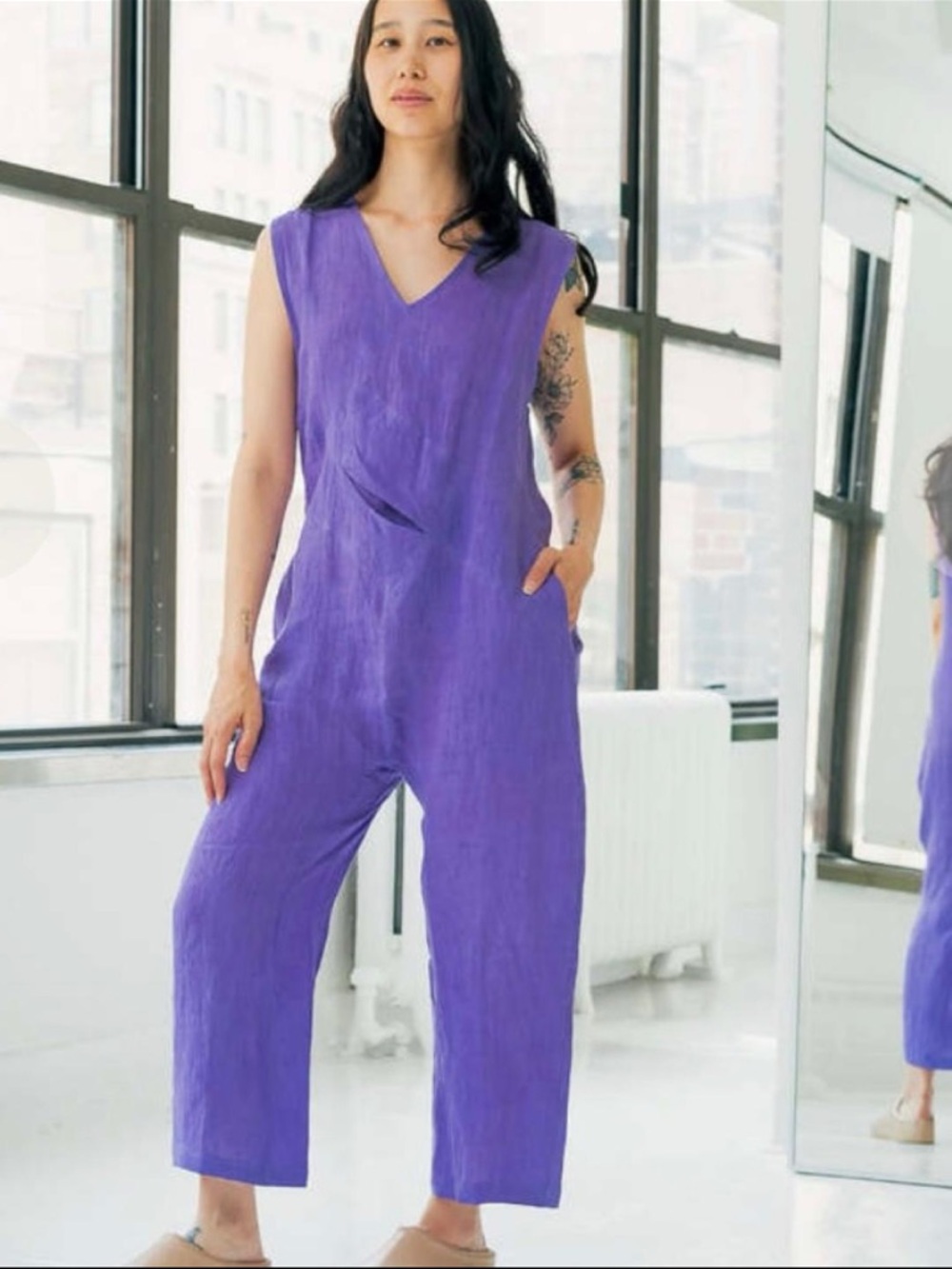 EUC Rujuta Sheth Kangaroo Jumpsuit in Ube